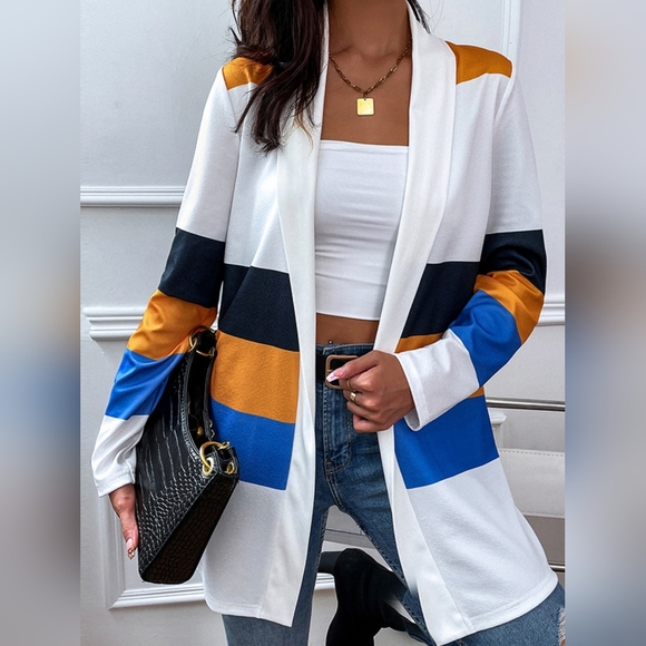 Color Wave Open Front Cardigan - Mustard - Picture 4 of 4